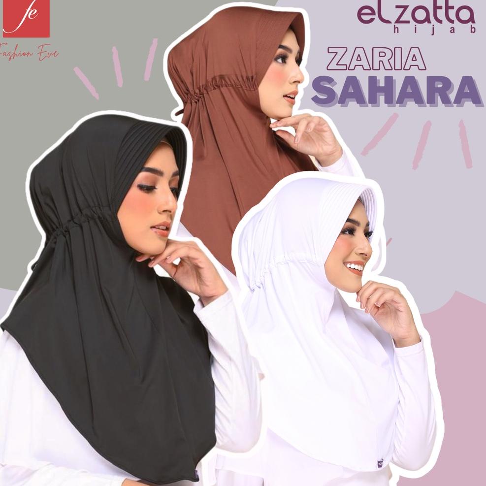 BIG SALE ELZATTA HIJAB KERUDUNG JILBAB BERGO INSTAN ELZATTA SERUT BELAKANG HITAM PUTIH POLOS ZARIA S