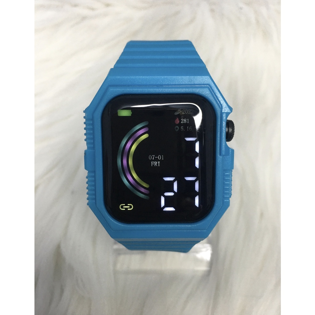 JAM TANGAN PRIA WANITA STRAP RUBBER LED R9S (G_W)