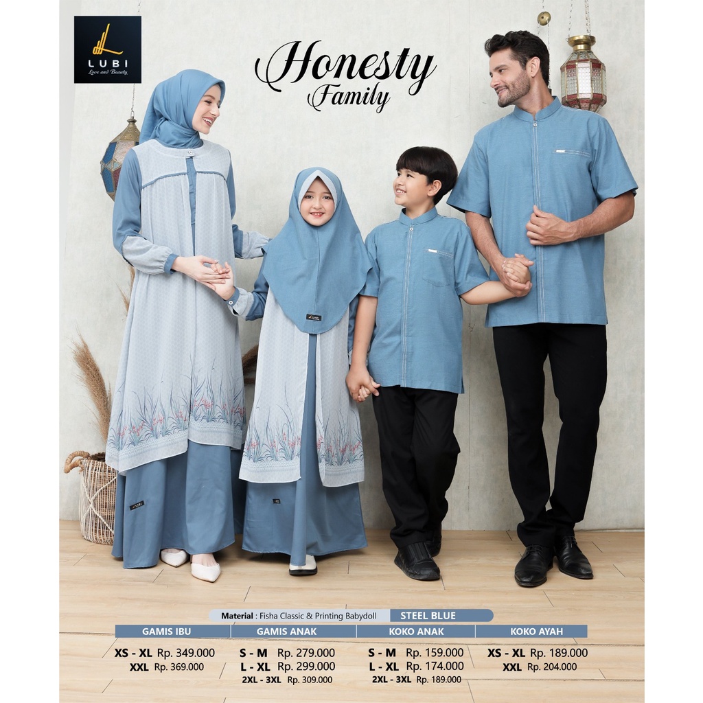 Sarimbit Lubi Honesty Steel Blue Baju Couple Pasangan Terbaru 2023 Couple Lebaran Modern