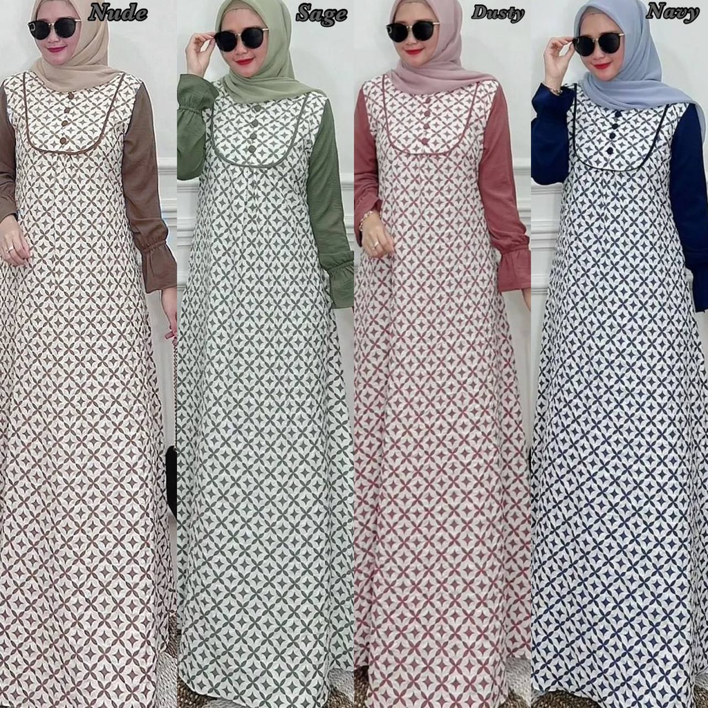 Falia Dress Wanita Syari Crincel Busui / Gamis Lebaran