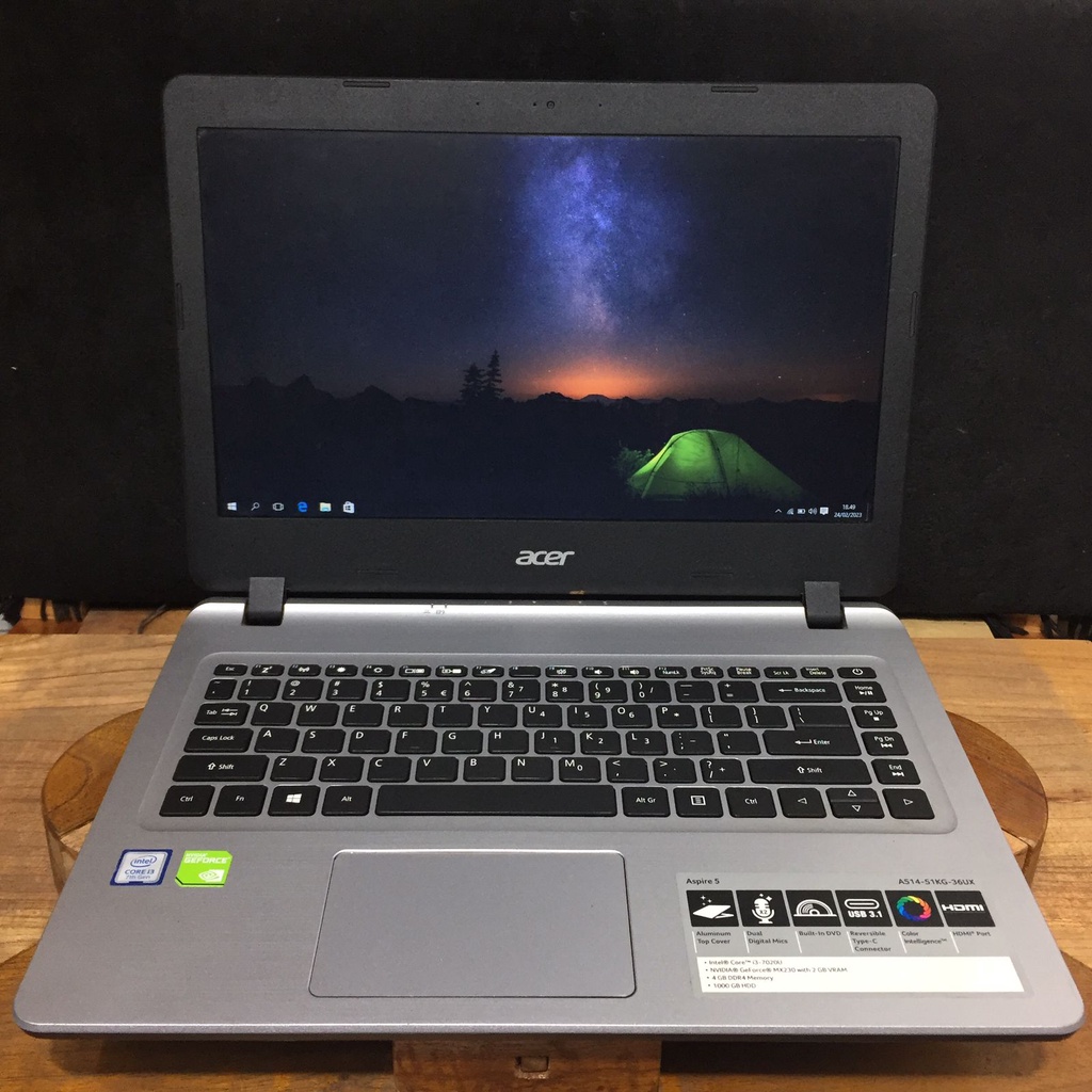 Laptop Acer Aspire A514 Core i3 gen 7 RAM 8GB SSD HDD Nvidia MX230 2GB Slim Mulus