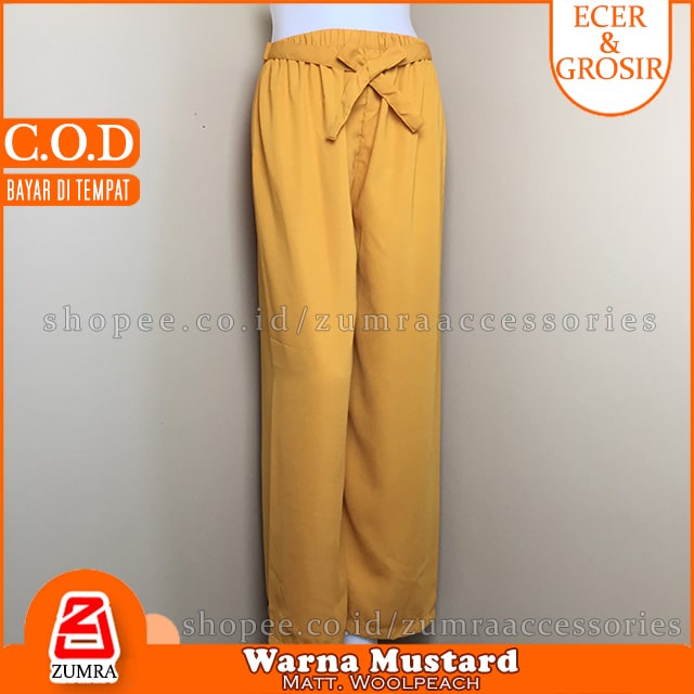 Celana Wanita Kulot Wolfis Highwaist Ribbon Pants Casual