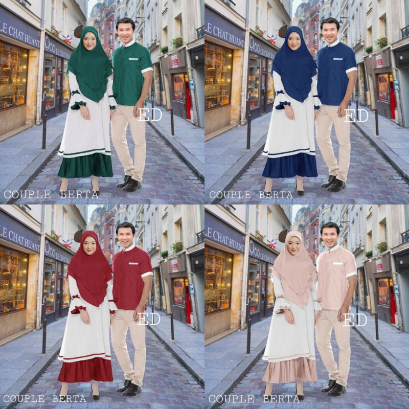 Wardah Couple Bahan Mosscrafe Couple Syari Setelan Couple Pria Wanita  Stelan Baju Lebaran Pasangan