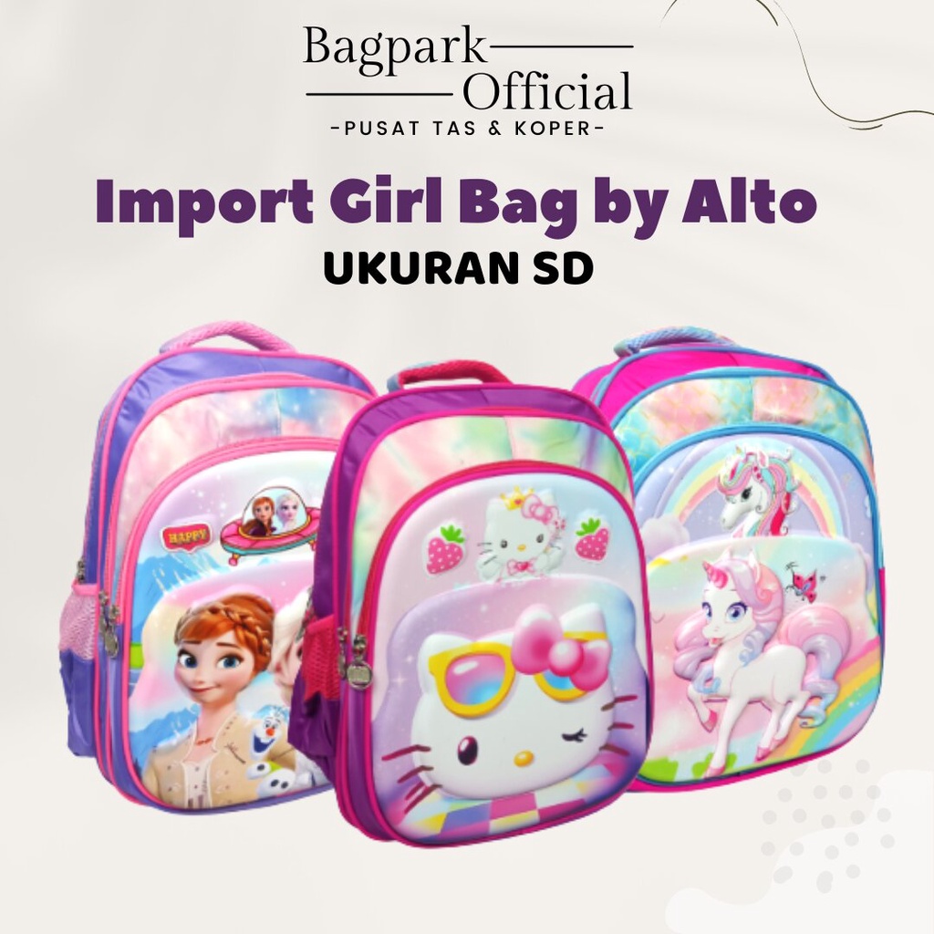 TAS RANSEL ANAK SEKOLAH PEREMPUAN ALTO TAS SEKOLAH EMBOS SD 16 INCH GAMBAR HELLO KITTY UNICORN FROZEN