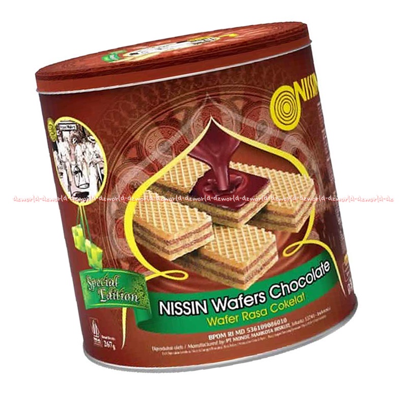 Nissin Wafer Chocolate 267gr Coklat Wafer Kemasan Kaleng Waffer 2lapis Nisin Wafer Lapis Coklat Yang Gurih Cemilan Lebaran