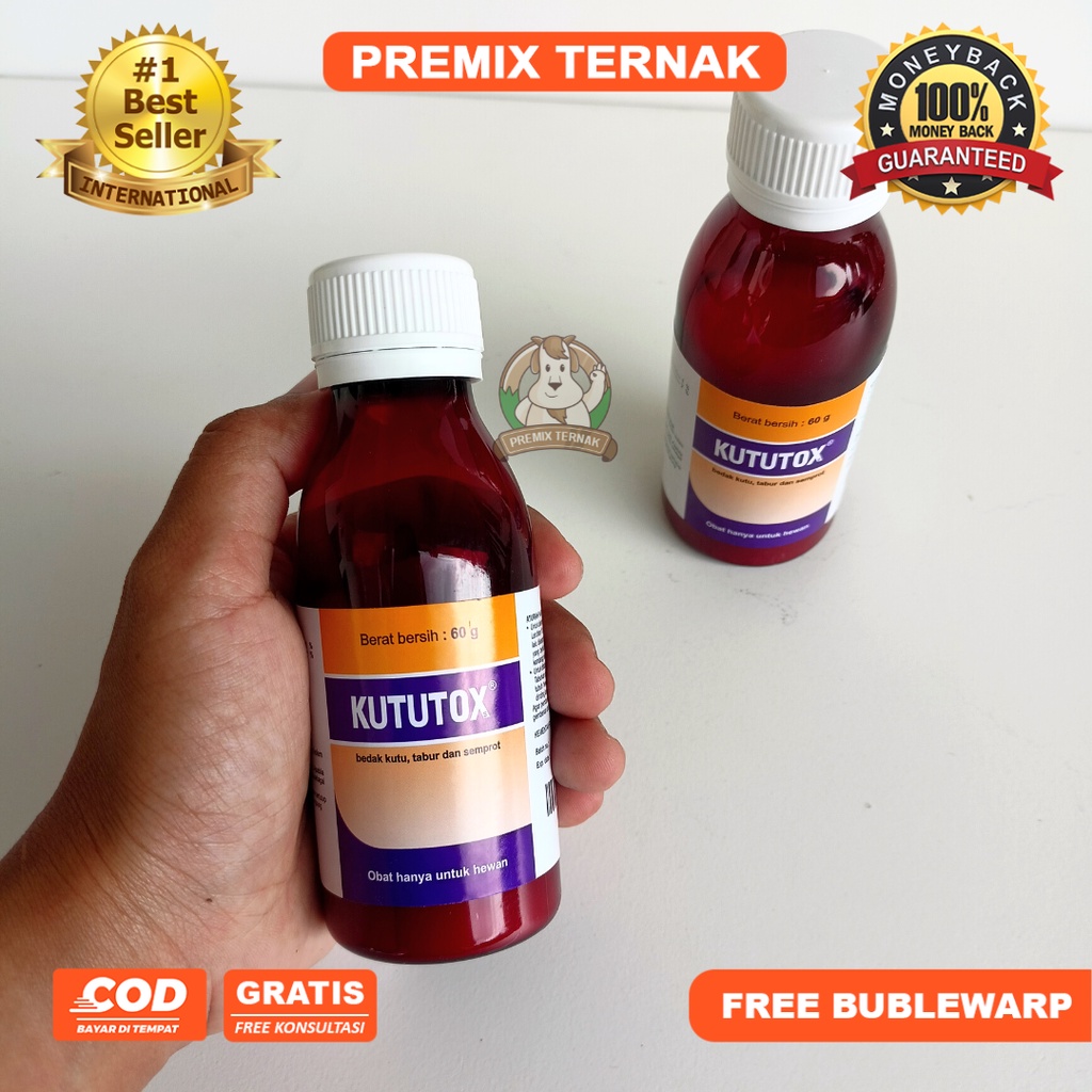 KUTUTOX 60 Gram - Obat Kutu Hewan Peliharaan - Anti kutu tabur atau semprot untuk anjing kucing sapi kambing domba - Medion