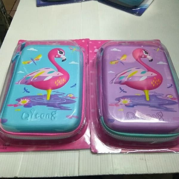 

Pensil case gambar timbul Qitong mirip smiggle coklat flamingo owl