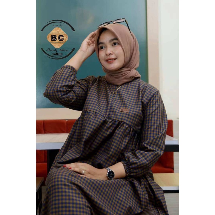 Gamis Terbaru Kotak Kotak/ Midi Dress Motif Kotak/ Middi Dress Kotak Dewasa