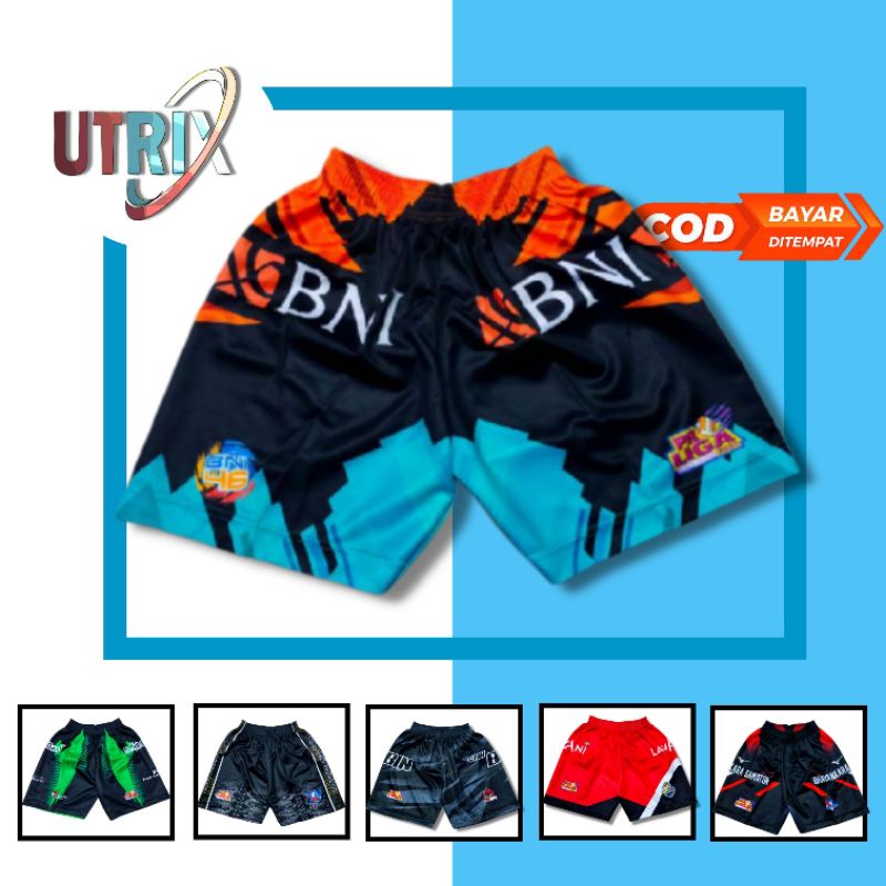 Celana volly celana pendek Voli untuk pria wanita motif proliga fullprinting kualitas bahan tebal