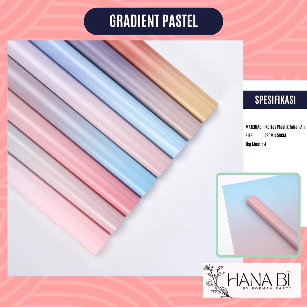 

5 Lembar Cellophane Gradient Pastel Kertas Polos Varian Warna Warni Buket Korea Bunga Flower Wrapping Paper Kado Waterproof pembungkus kado buket Wrap P.SHXL