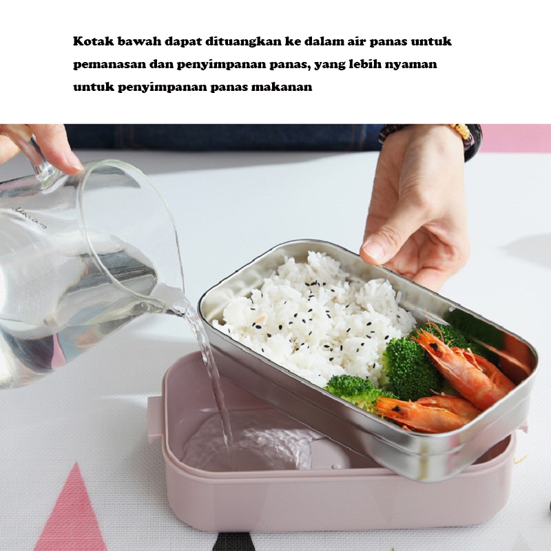 Mi.more Rantang Kotak Bekal Makan 2 Susun / Kotak Makan 2 Tingkat Lunch Box Stainless Steel 304 Kotak Bekal Makan Rantang 2 Sekat