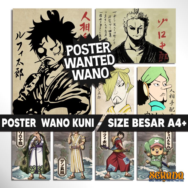 [MINIMAL 8PCS] Poster One Piece Wanted Wano SIZE A4+ Poster Bounty One Piece Luffytaro Zorojuro