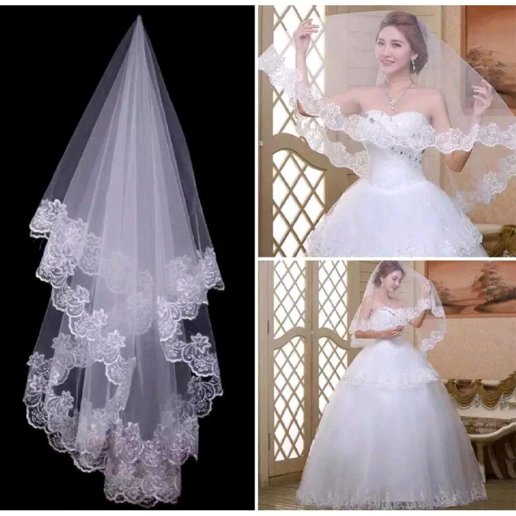 [ COUCOU CROWN ] Flower Lace Veil - Long Veil - Veil Pengantin Panjang - Slayer Wedding Bridal Long 