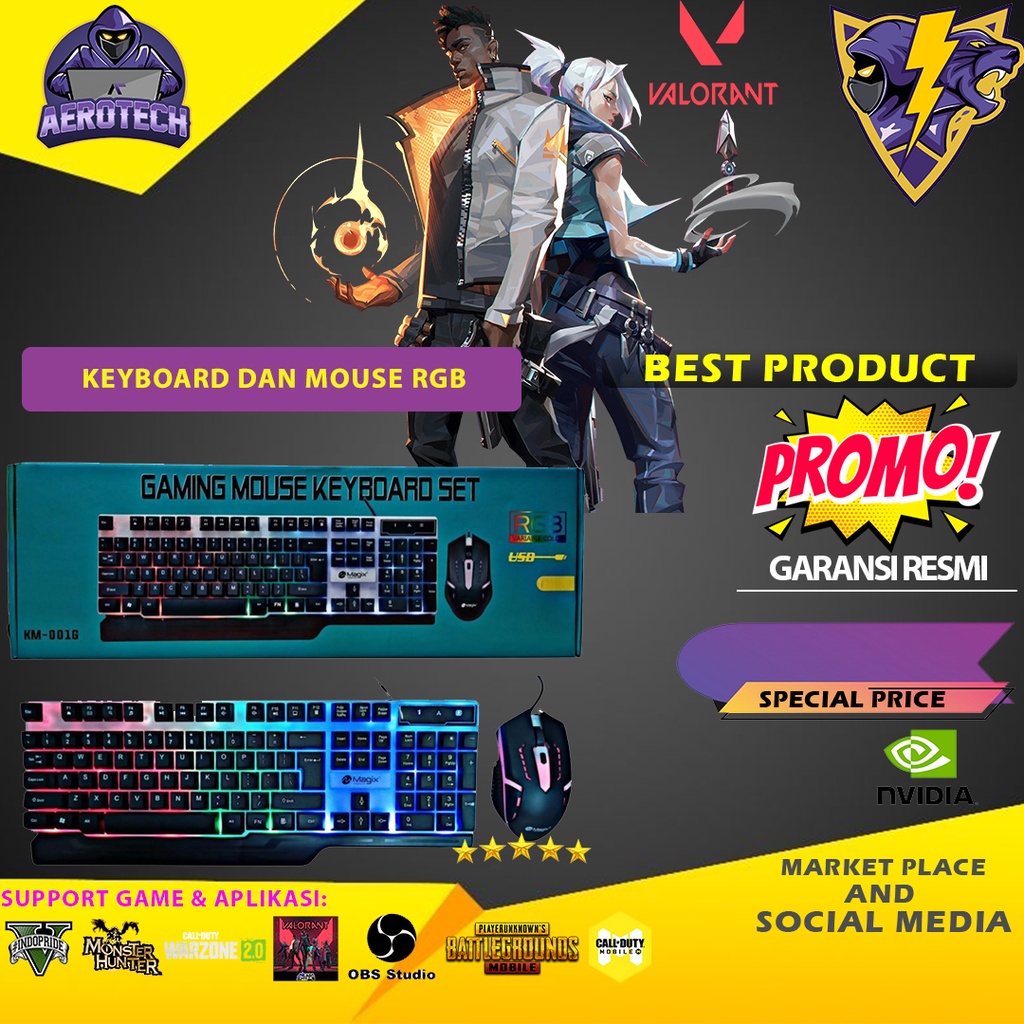 Keyboard Dan Mouse Black Panther/ Keyboard Mouse RGB Banyak Varian Termurah