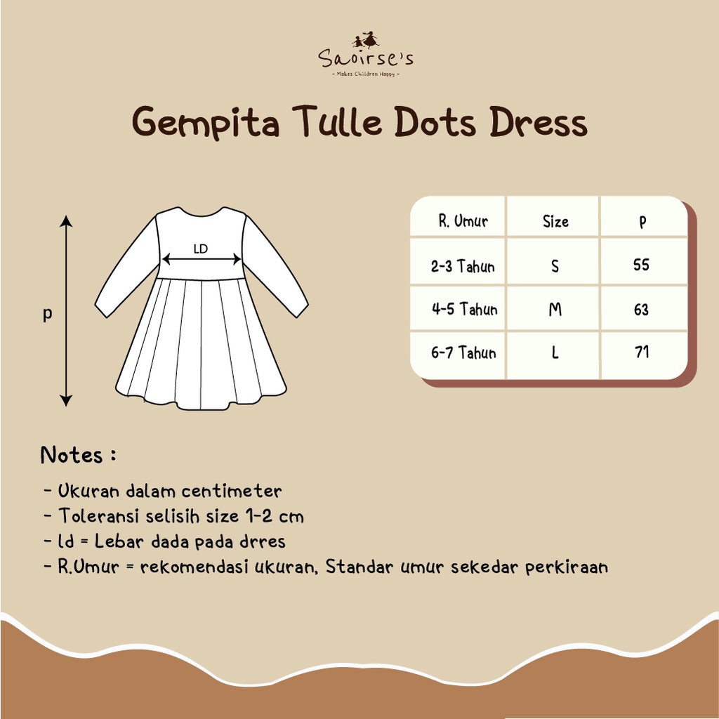 Saoirse's Gempita Dress - Tulle Dot Dress Anak Perempuan