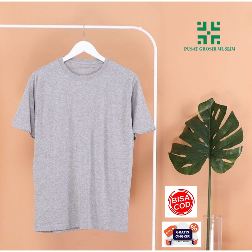 Diskon Kaos Polos Lengan Pendek Kerah O Neck Cotton Combed 30s Abu Misty