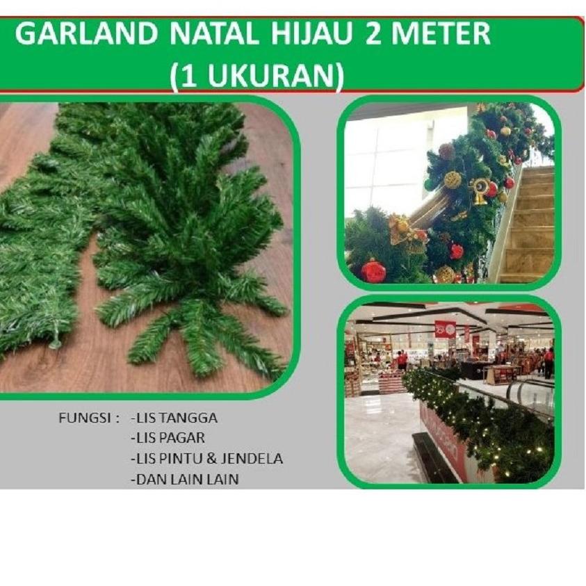 ۝ Garland Natal 2 Meter - Hijau Polos ✶