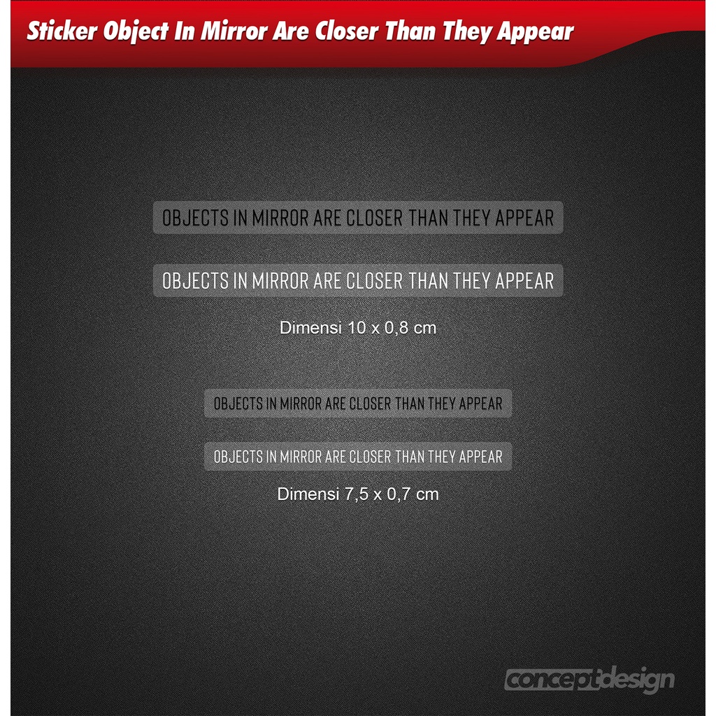 Sticker Printing Object In Mirror Are Closer Than They Appear