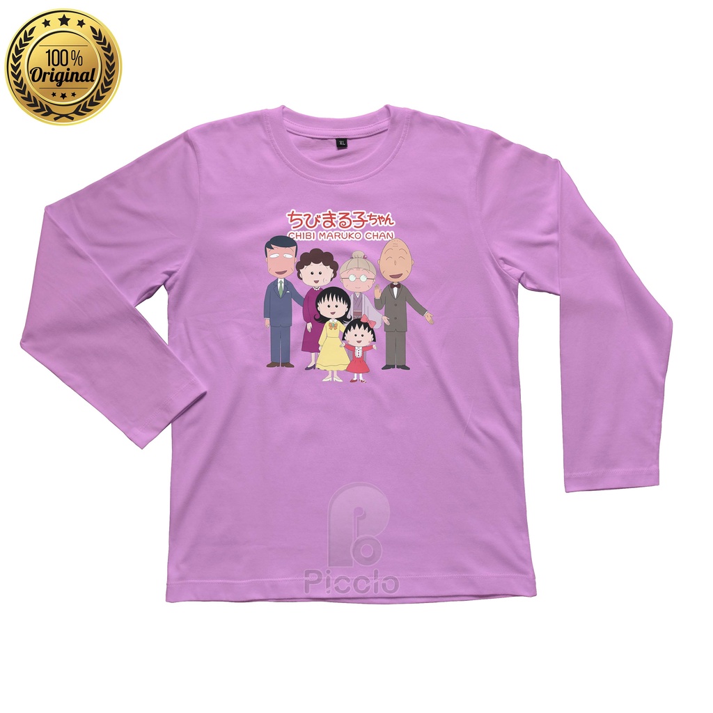 (FREE NAMA) BAJU KAOS ATASAN LENGAN PANJANG ANAK MOTIF KARTUN CHIBI MARUKO CHAN