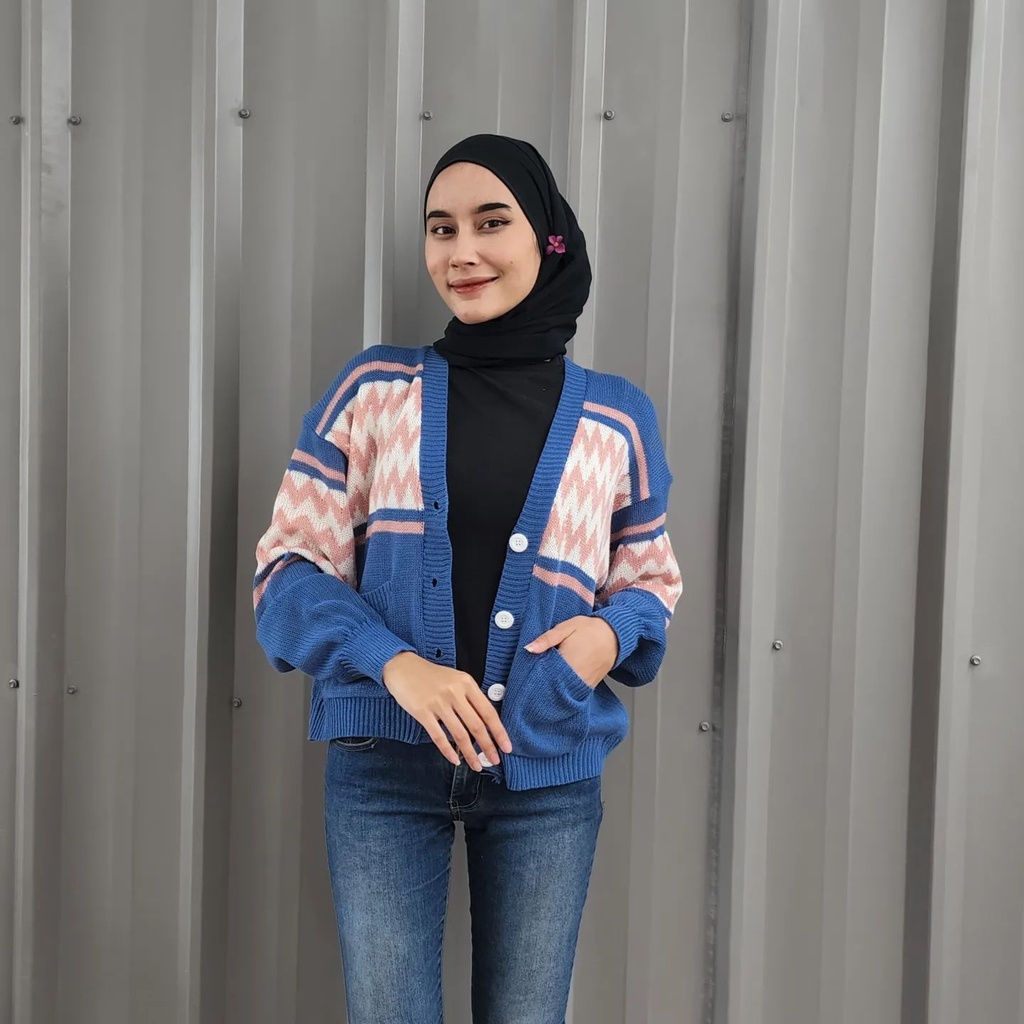 [CYC | COD] Outwear Cindy Zigzag Outer | Rajut Cardigan Wanita Trendy Murah