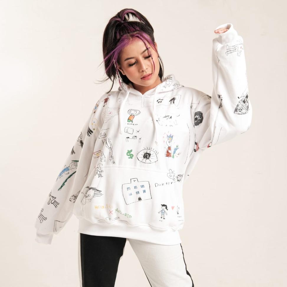 PALING DICARI Hoodie Hoodieku x Awkarin Special Editions White