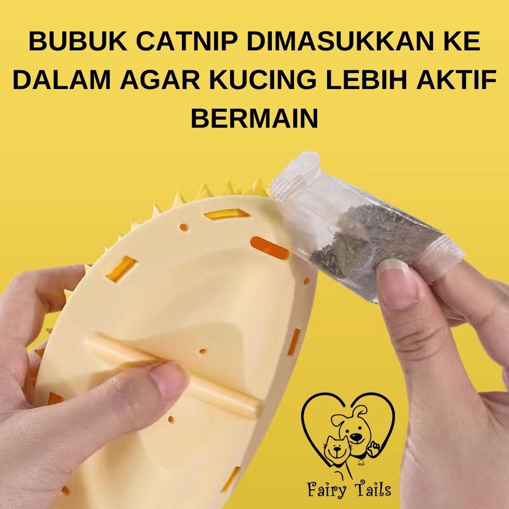 Sikat dan Mainan Catnip Bentuk Durian Untuk Kucing Anabul / Sisir Bulu Duren Untuk Menyikat Bulu Rontok Puzzle Mainan Tempat Papan Garukan Kucing Bubuk Catnip / Durian Comb Catnip Toy for Cats