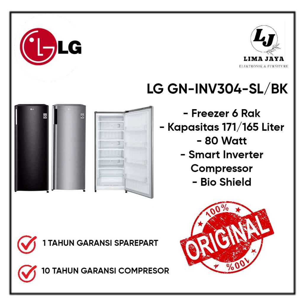 LG Freezer 6 Rak Inverter GN-INV304-SL/BK Kulkas LG Freezer
