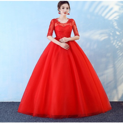 Gaun Pengantin Gaun Pengantin Merah Bunga Satu Bahu Gaun Pengantin Merah untuk Wanita 2023