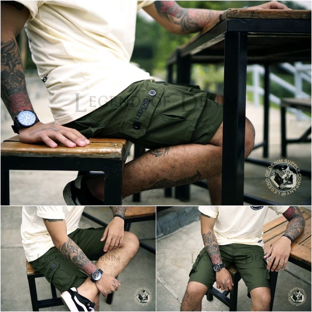 Seri LOD01 Celana Cargo Pendek Pria Mocca celana cargo pendek 2 button warna moca LEGEND OF DENIM