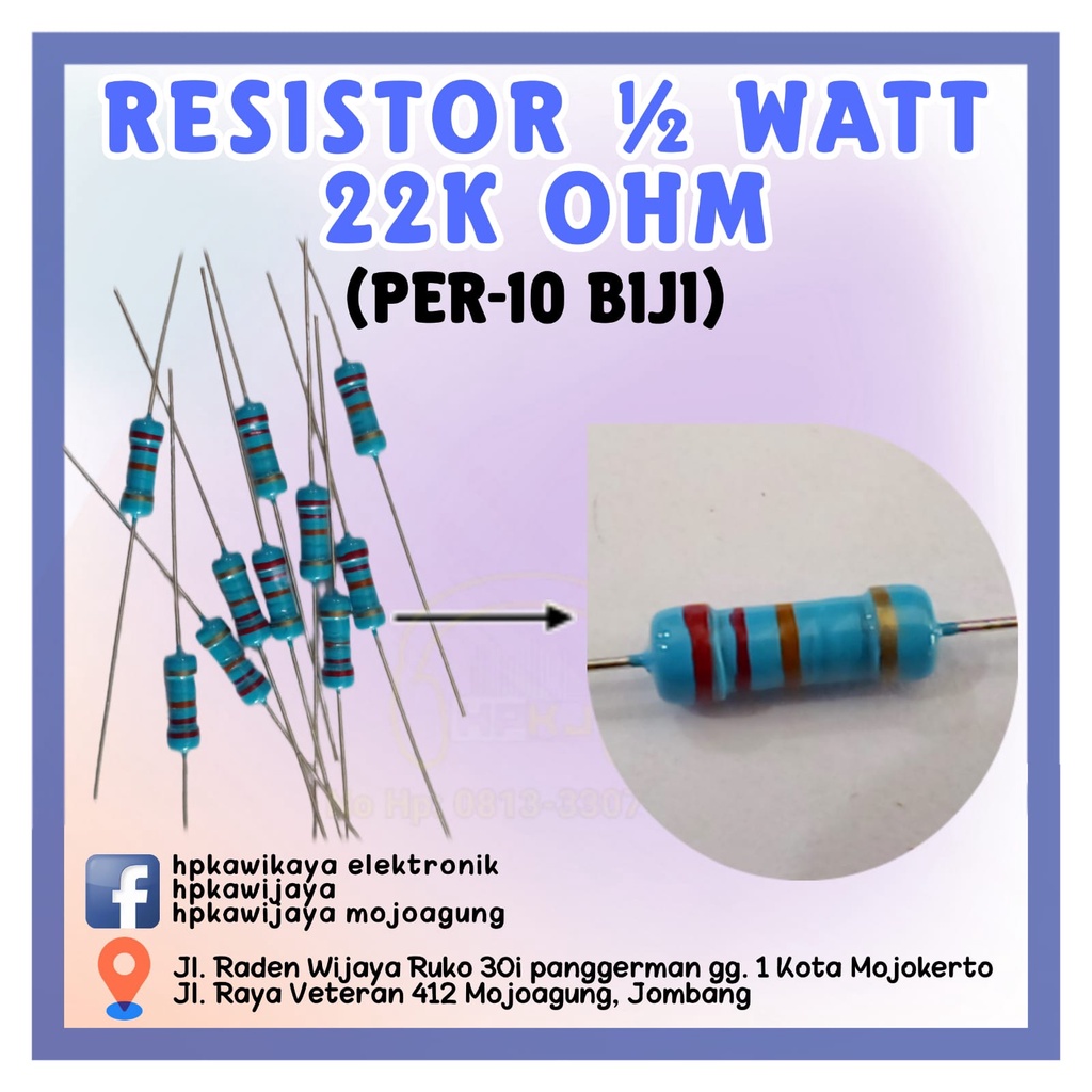 ( 10PCS ) RESISTOR 1/2 WATT 22K OHM 1/2watt 22k ohm R 1/2 watt 22kohm