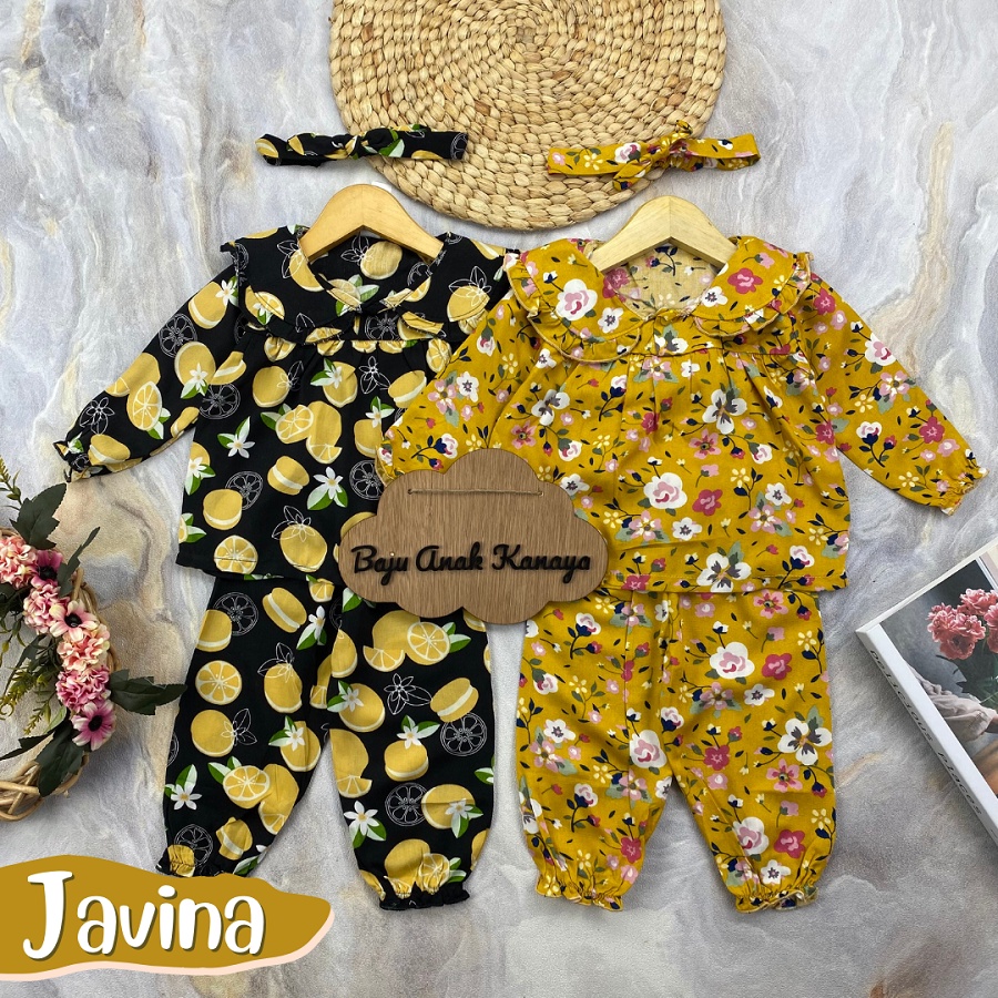 6-24BLN SETELAN ANAK PEREMPUAN JAVINA FREE HEADBAND ONE SET ANAK RAYON BY LITTLE KODA (SNI)