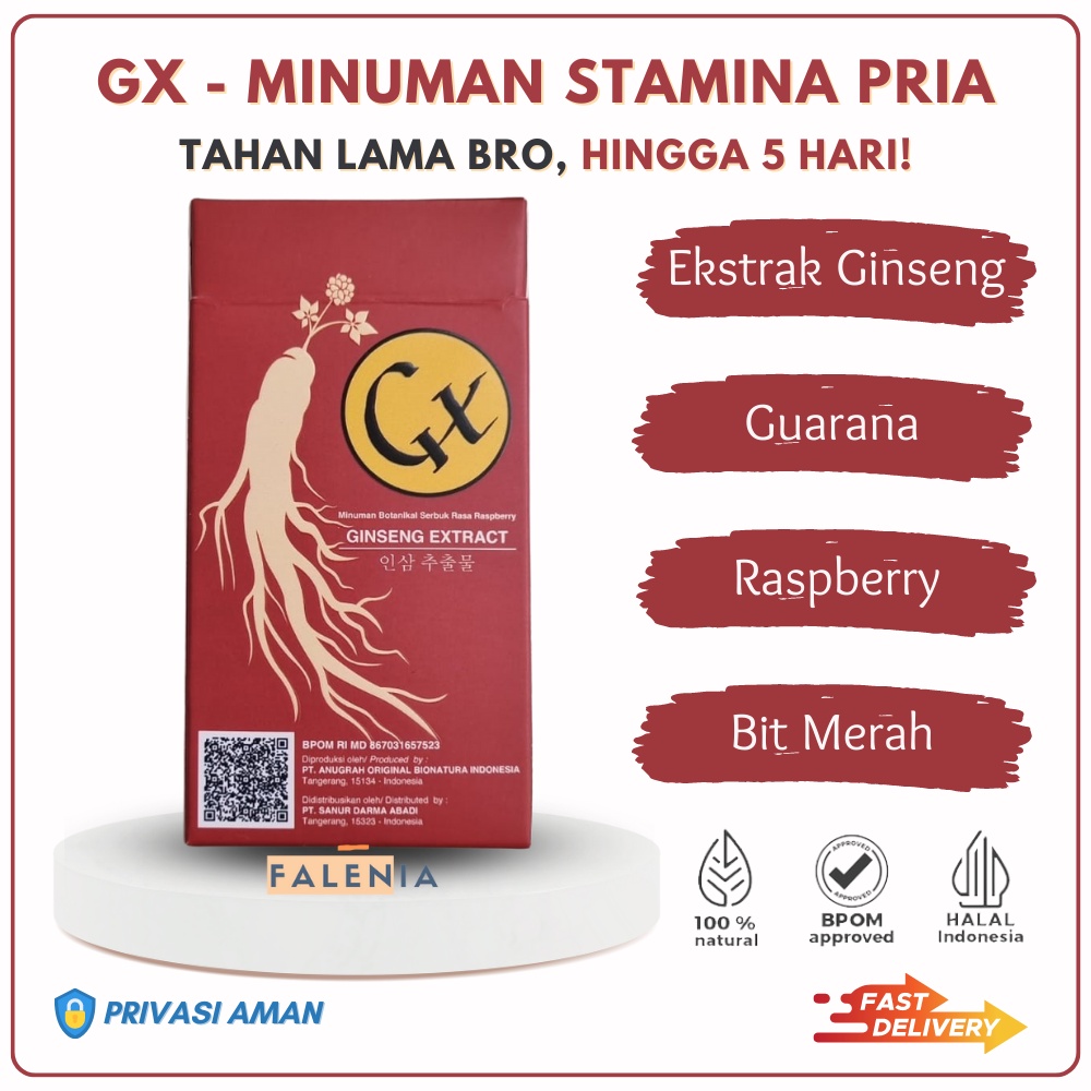 GX Ginseng Guarana Minuman Vitalitas Kuat Pria Tahan Lama / Serbuk Ginseng Suplemen Penambah Stamina