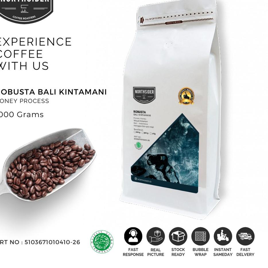 

ⅎ BIJI KOPI ROBUSTA BALI KINTAMANI HONEY-NORTHSIDER COFFEE 1KG ✯