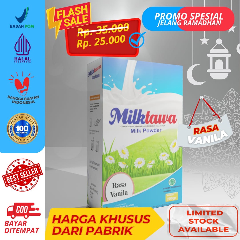 

Susu Kambing Etawa Milktawa Rasa Vanila Kemasan Curah
