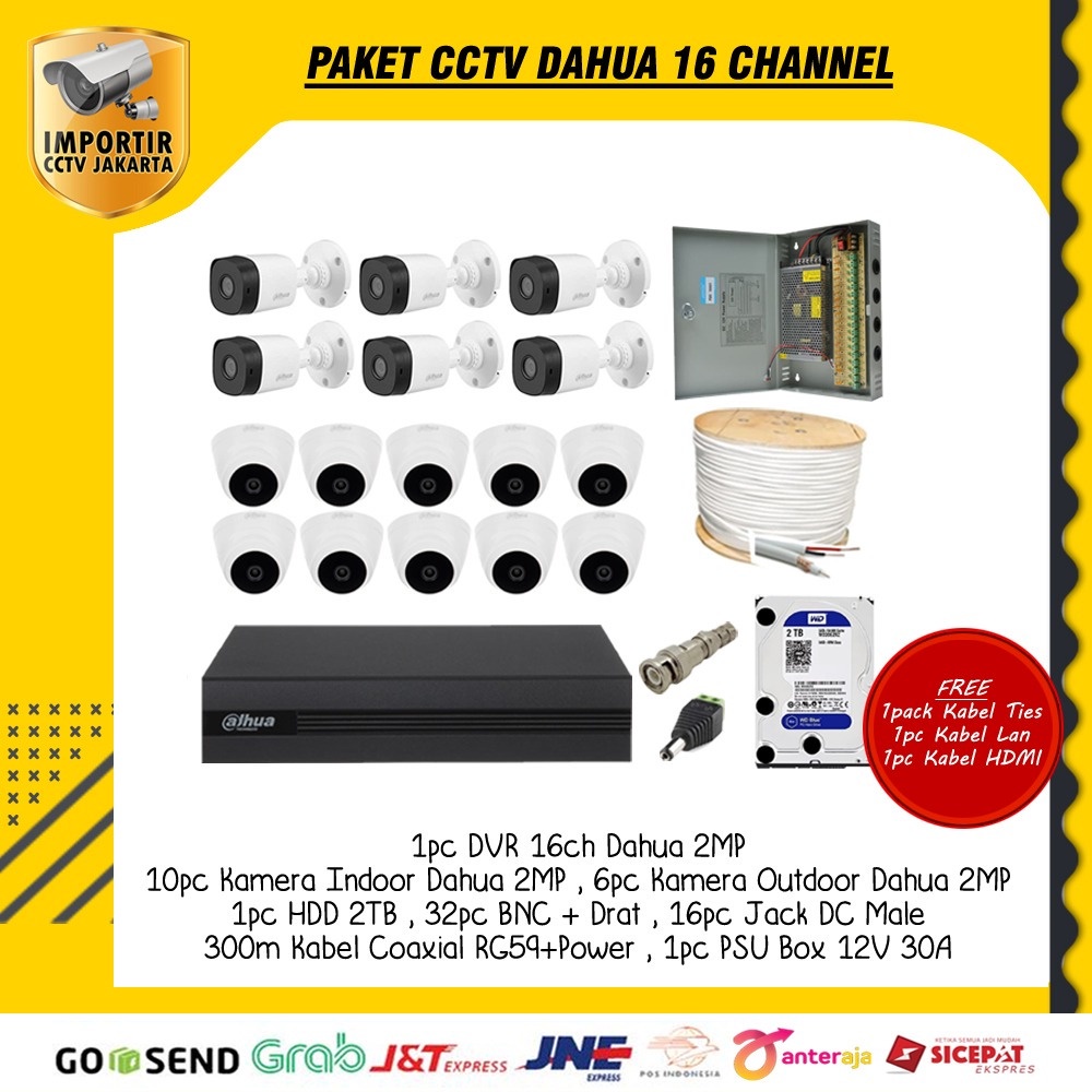 PAKET CCTV DAHUA COOPER 16CH 2MP