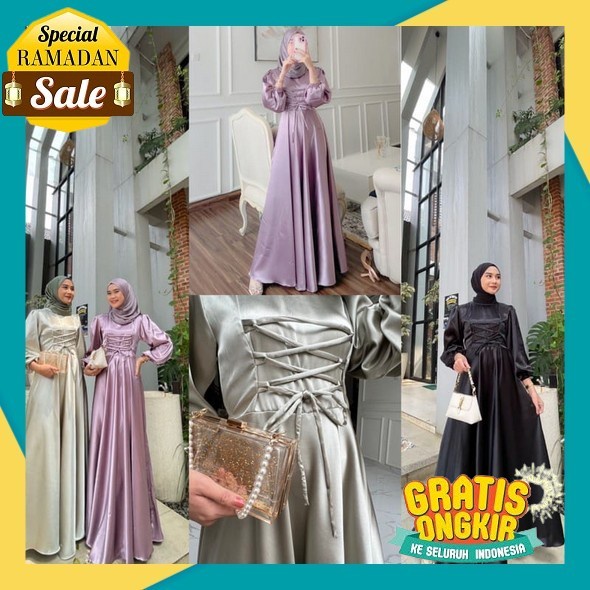 Firasya Dress Gamis Maxy Original By Shofiya Hijab Fashion Ori Terbaru Lebaran 2023 / Muslim Wanita 