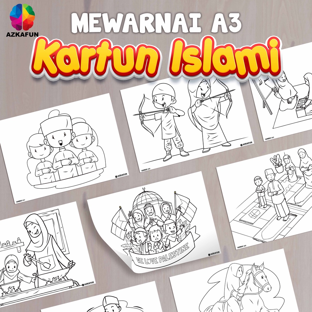 

Kertas Mewarnai A3 KARTUN ISLAMI - Mewarnai anak islami