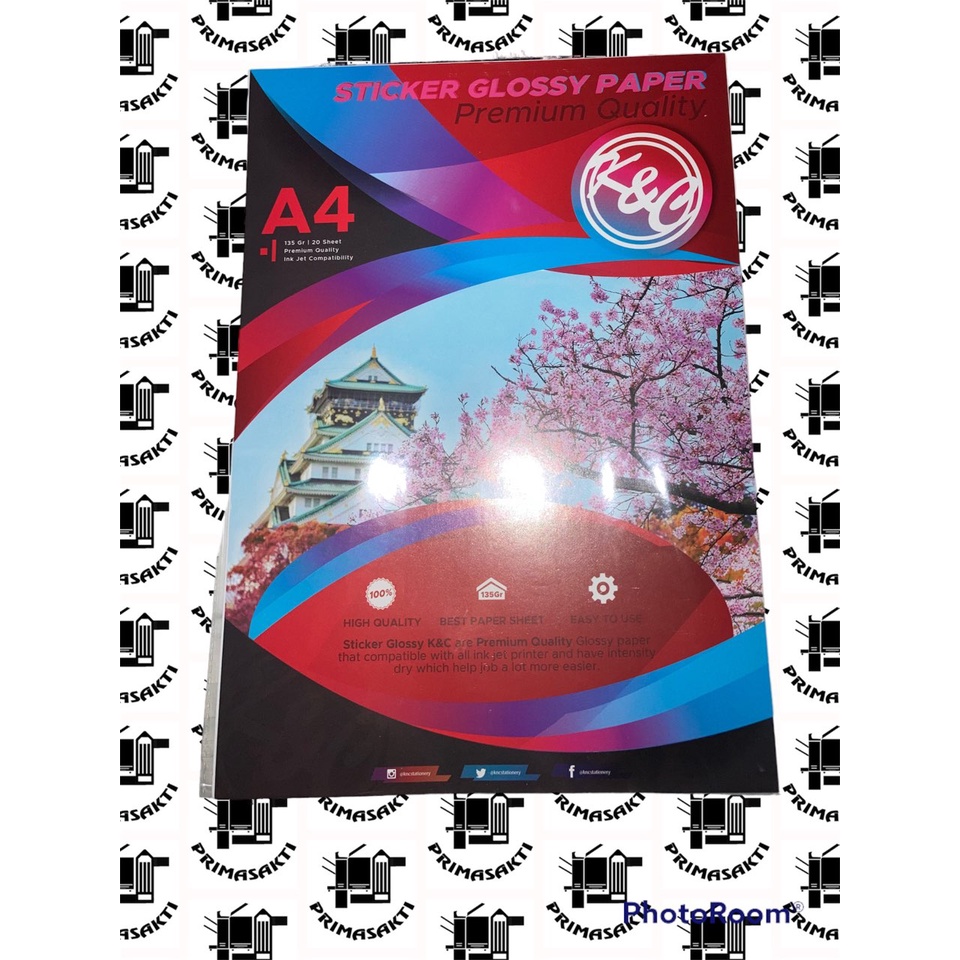 

Sticker Glossy Photo Paper A4/120 gram 20 sheet K&C