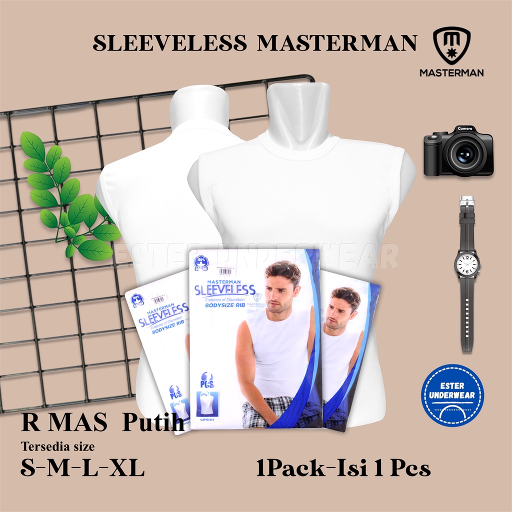 Kaos Tanktop Pria MASTERMAN PUTIH ISI 1