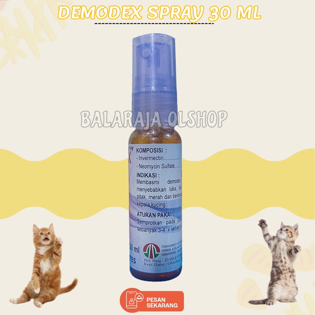 Obat Anti Demodex Kucing - Demodex Spray 30ml - Obati Kudis Luka Scabies Anti Kutu Tungau Bulu Rontok Botak Pitak Kulit Gatal Luka Kudisan Korengan Jamuran Borokan