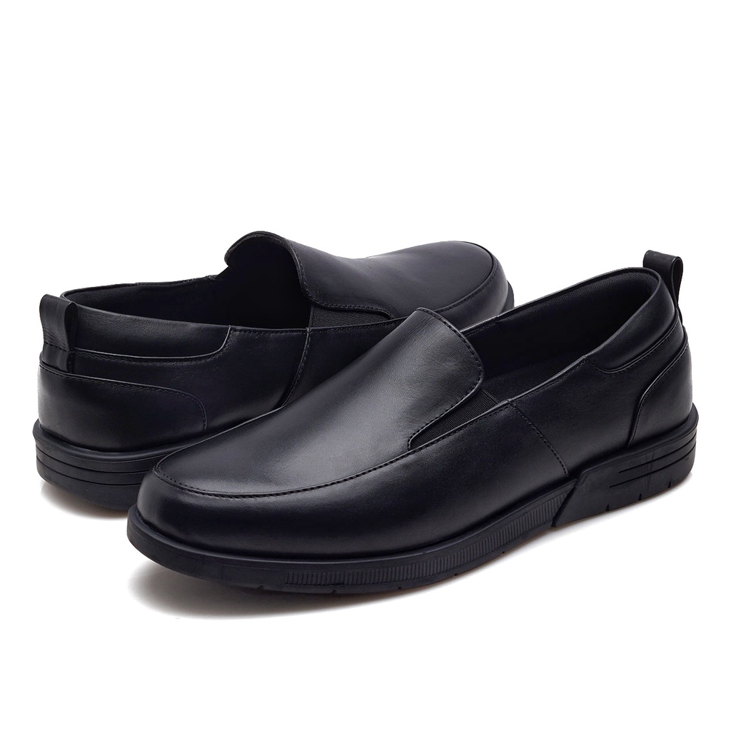 Jobs 2.0 Black  | Sepatu Slip On Kulit Asli Casual Matte Vintage Klasik Pria Cowok Loafers Original | FORIND x Kenzios