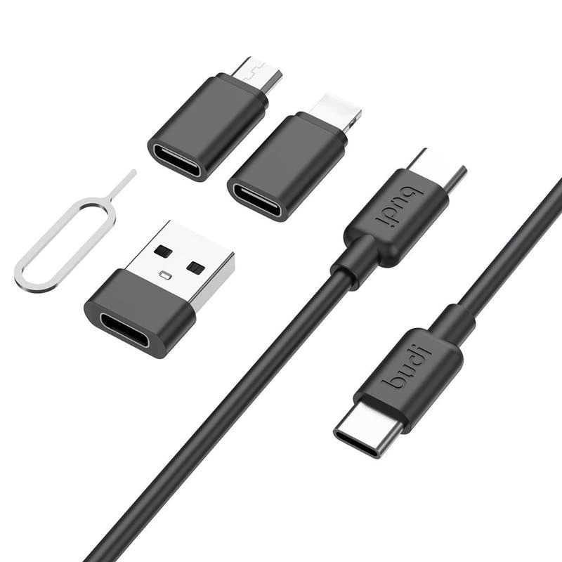 BUDI Cable Stick 9 in 1 Multifunctional USB TF SIM Card Storage - BD9 - Black