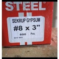 Skrup Gypsum STEEL 8 x 3" / skrup hitam 7.5 cm (dus)