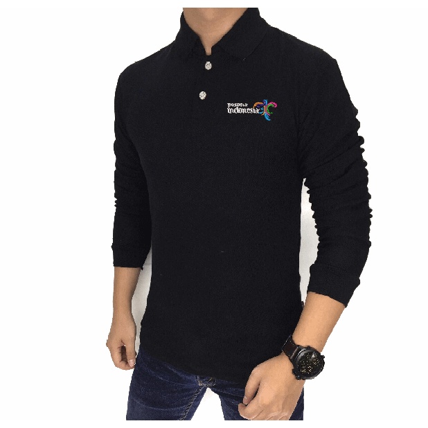 Poloshirt Kaos Polo Pesona Indonesia Logo Bordir lengan panjang