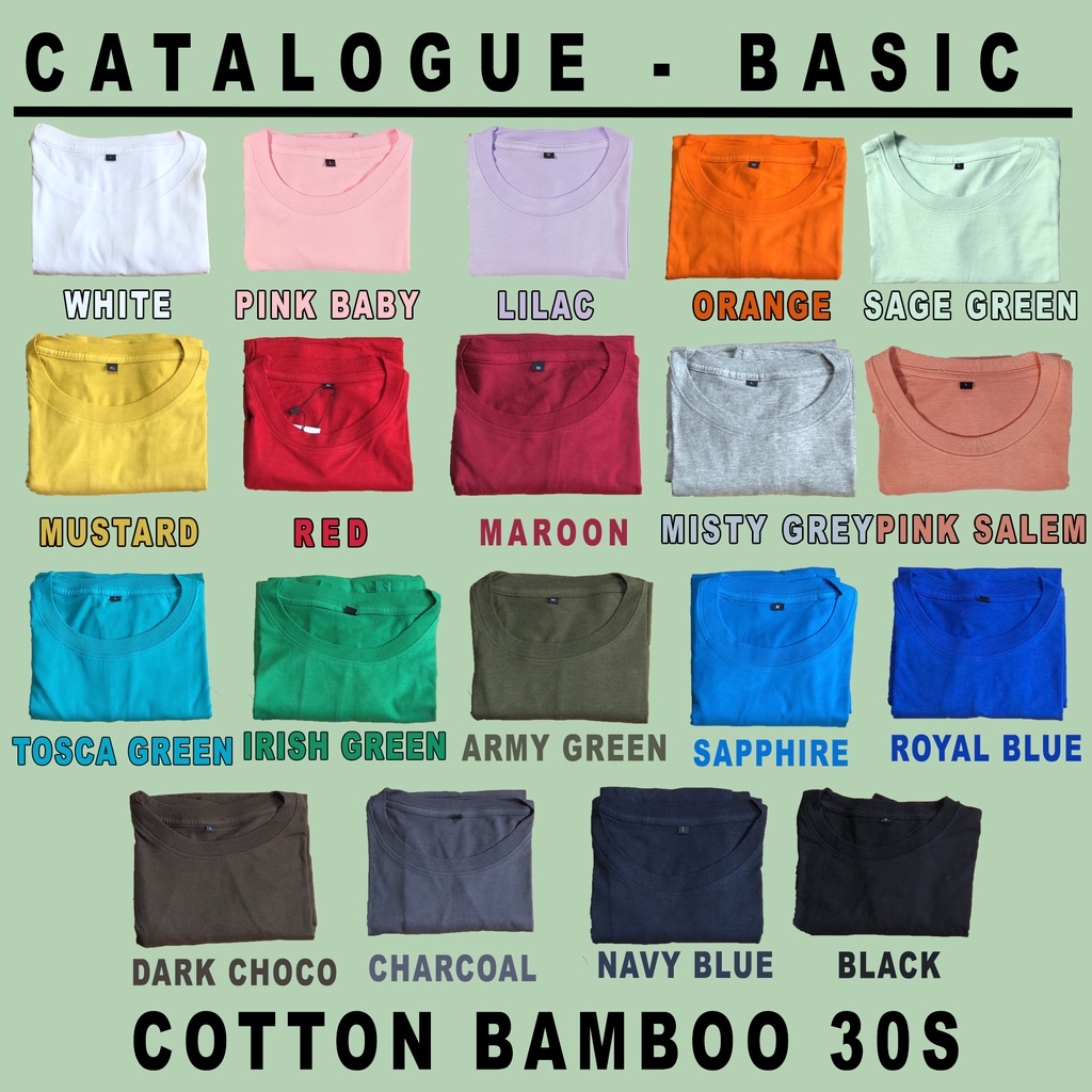 KAOS POLOS WHITE &amp; CHARCOAL COTTON BAMBOO | S-XXL | KATUN BAMBU 30S