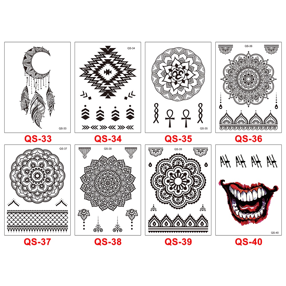 tato temporer ukuran tangan 8X11CM MODEL GS 1-40 temporary tattoo 1-7 hari tatoo fashion tatto joker tengkorak iblis bunga