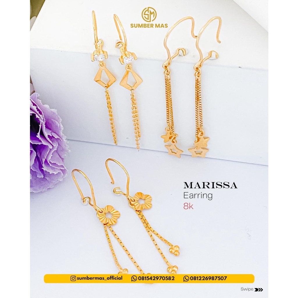 TWOTONE &amp; MARISSA EARINGS 8K - SUMBER MAS