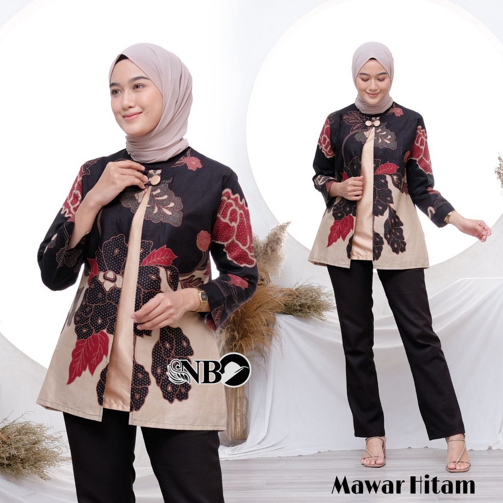 Baju Batik Wanita Modern Atasan Blouse Batik Kerja Kantor Wanita