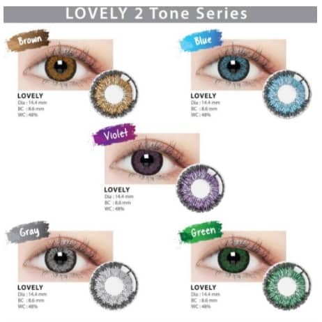 Paket Softlens Lovely Normal Dia 14,4mm + Air Softlens Ice 60ml + Pinset + Lenscase / Paket Softlens Murah / Paket Softlens Living Color Murah