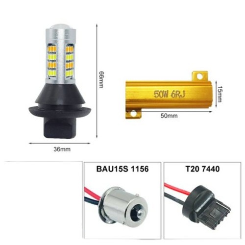 2PCS LAMPU LED DRL SEIN MOBIL T20 1156 42SMD MODEL GANDA